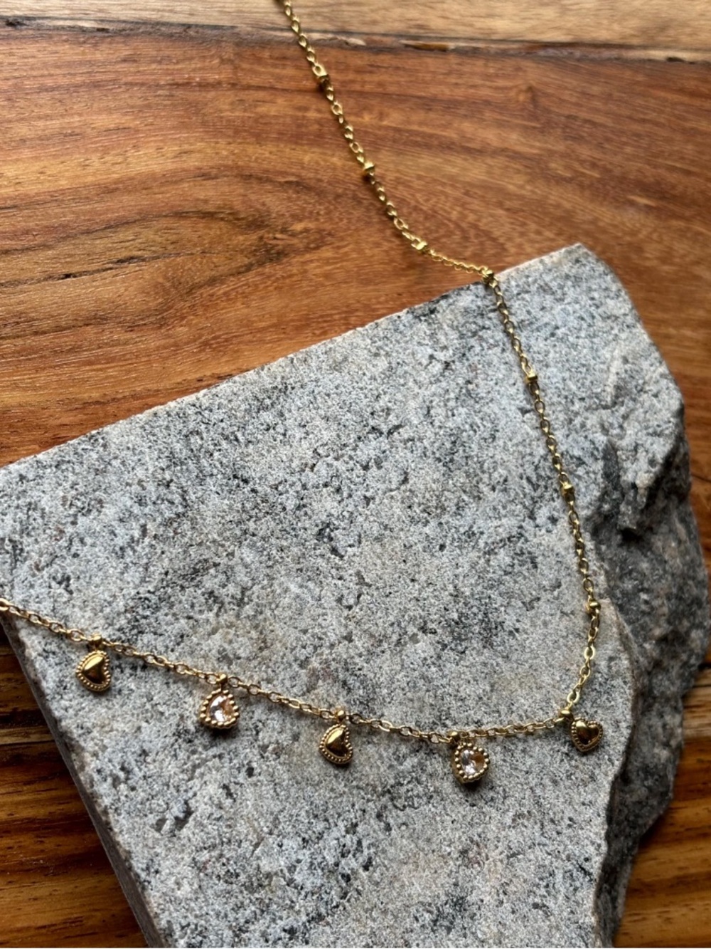 Gold Heart Charm Dainty Necklace